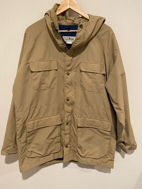 Vintage LL Bean Baxter State Parka Mens Large Tan Chore Hooded Coat